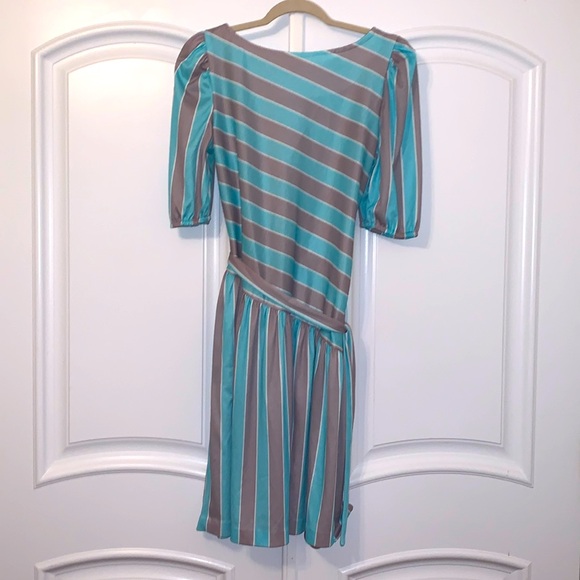 Lightweight summer dress - seafoam green and taupe stripe - Picture 1 of 3